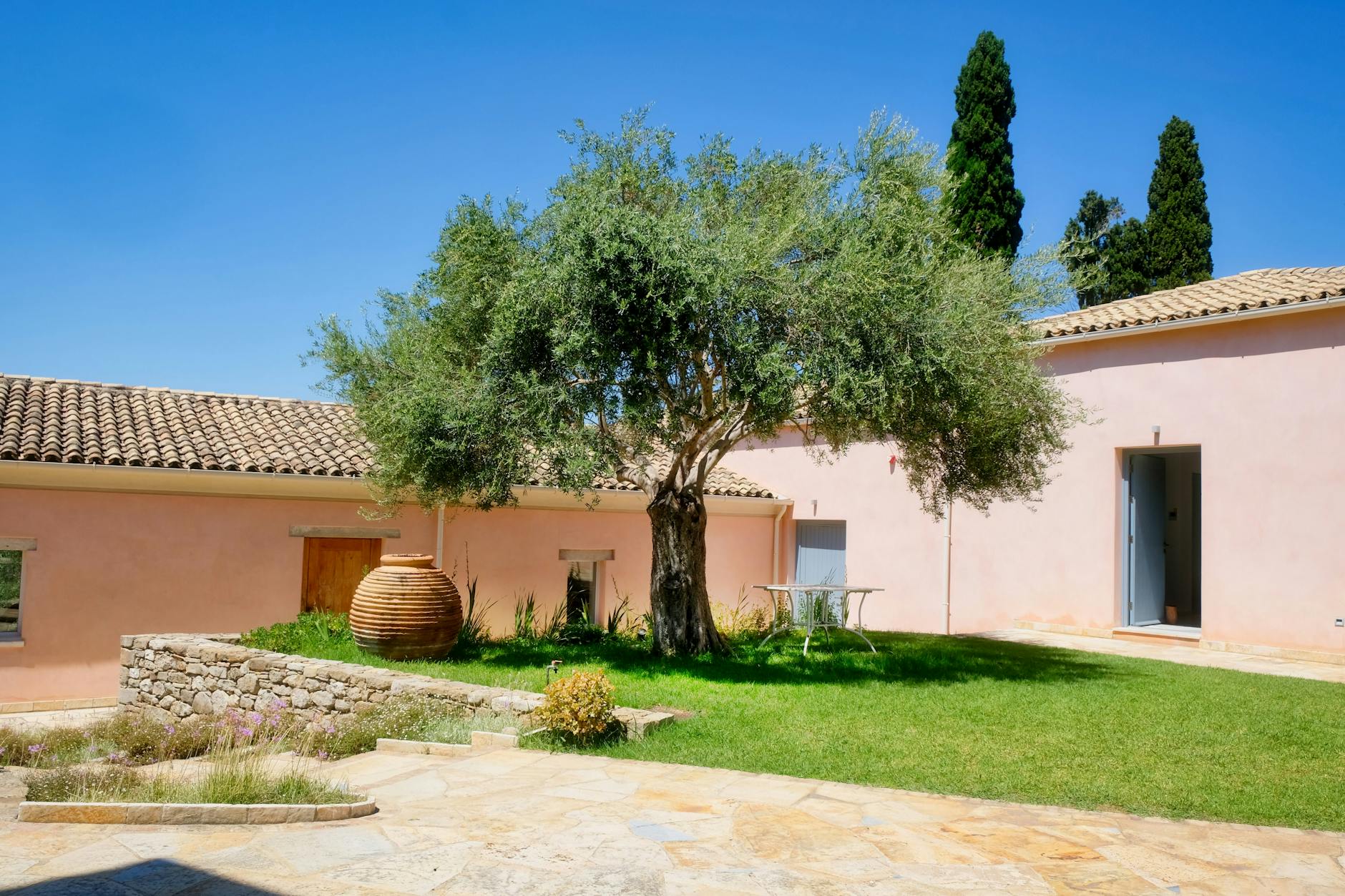 charming mediterranean courtyard in corfu